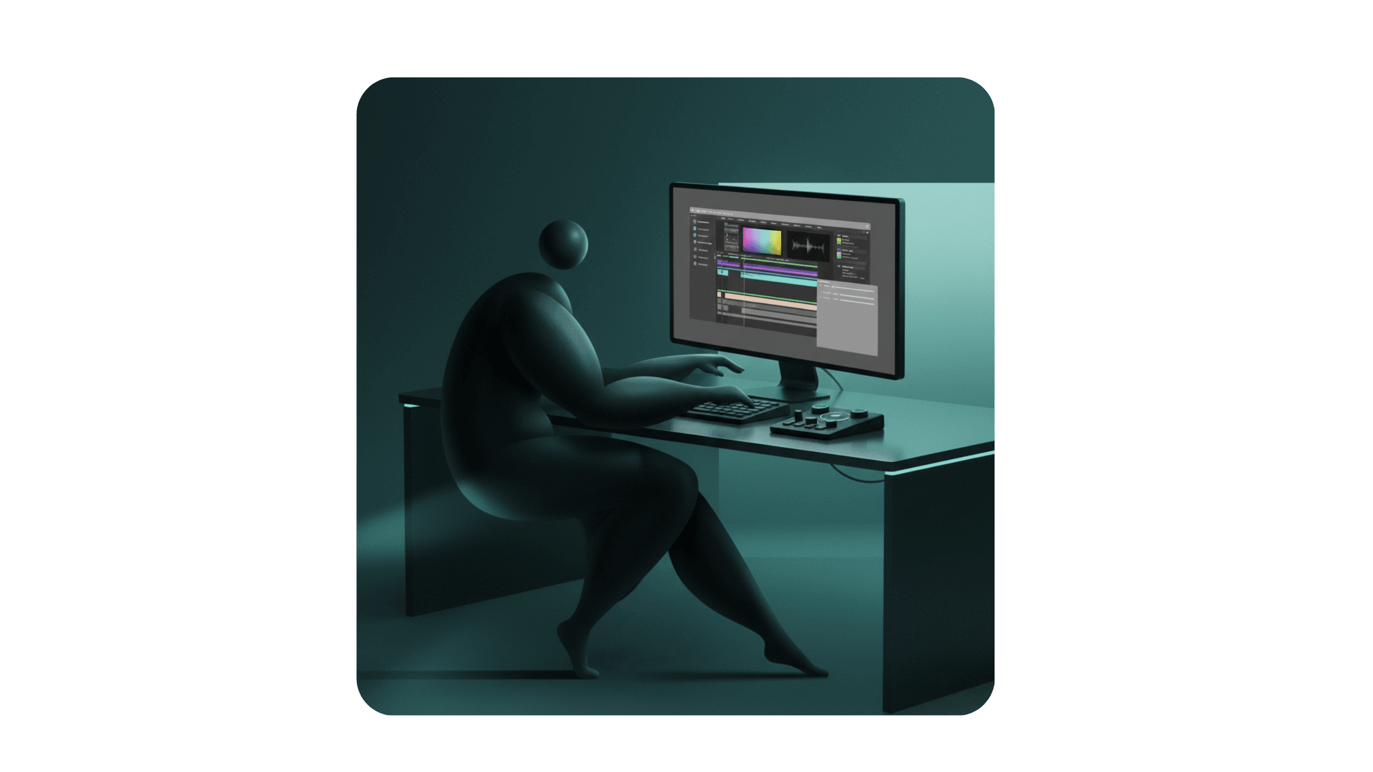 Futuristic character with flowers